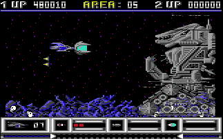 Area 5: Der Roboter ballert. Ich schieße immer auf das Maul bis er explodiert.