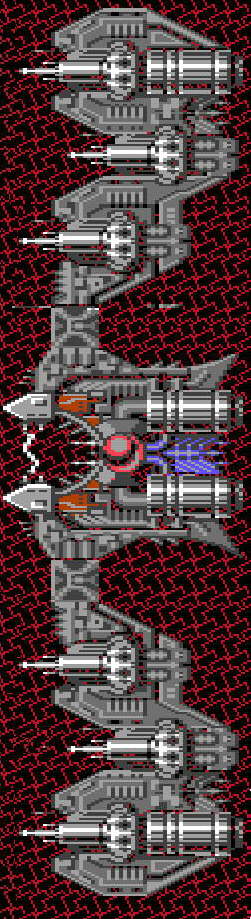 Das Giga-Monstrum mit sechs Kanonen und zwei Greifern.<br />(Level 2-2 ;Ende)